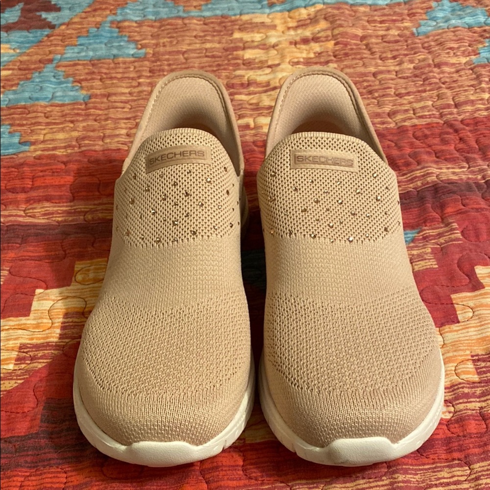 Skechers Beige Slip-On Sneakers